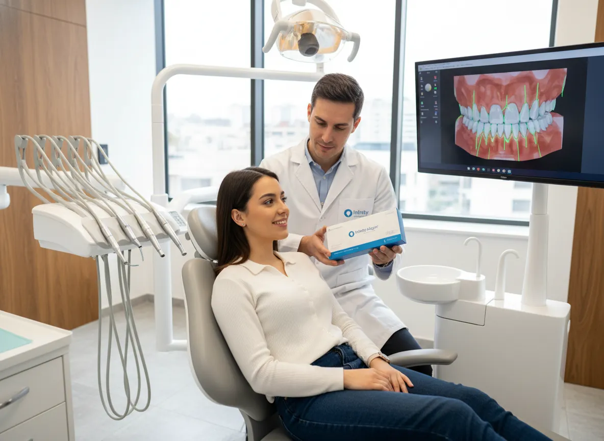 Doctor reviewing digital dental scan with patient — Infinity Aligner OKC